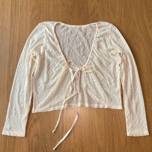 Vintage cream lace long sleeve crop cardigan